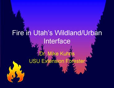 Fire in Utahs WildlandUrban Interface