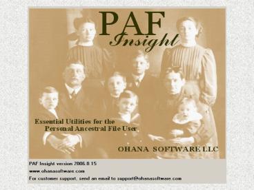 PAF Insight 2006 Version 2006.8.15