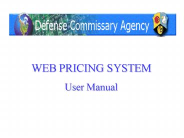 WEB PRICING SYSTEM