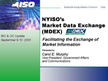 NYISOs Market Data Exchange MDEX