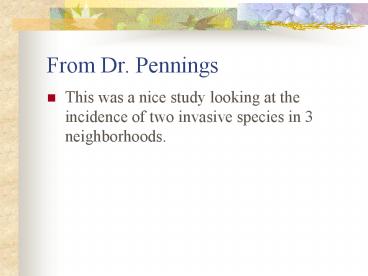 From Dr. Pennings