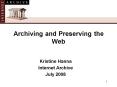 Archiving and Preserving the Web PowerPoint PPT Presentation