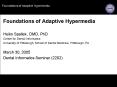 Foundations of Adaptive Hypermedia PowerPoint PPT Presentation