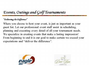 Events, Outings and Golf Tournaments