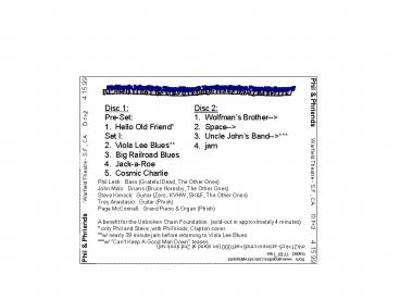 Phil Lesh: Bass (Grateful Dead, The Other Ones)