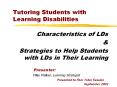 Tutoring Students with Learning Disabilities PowerPoint PPT Presentation
