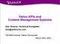 Yahoo APIs and Content Management Systems PowerPoint PPT Presentation
