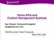 Yahoo APIs and Content Management Systems