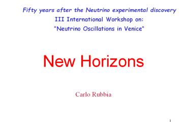 New Horizons Carlo Rubbia