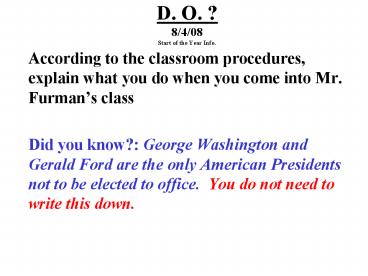 D. O. 8408 Start of the Year Info.