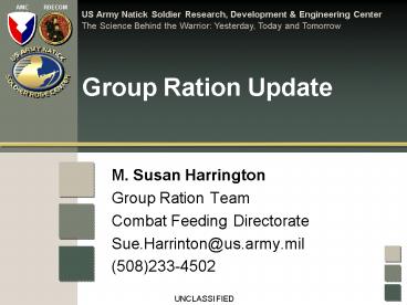 Group Ration Update