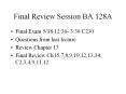 Final Review Session BA 128A PowerPoint PPT Presentation