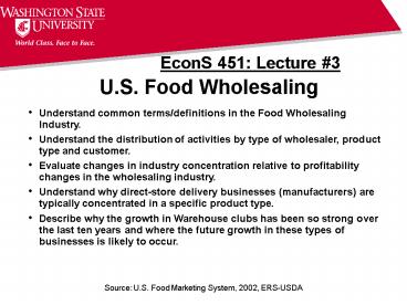 U.S. Food Wholesaling
