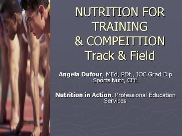 NUTRITION FOR TRAINING