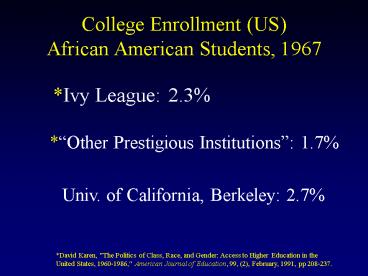College Enrollment US African American Students, 1967