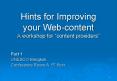 Hints for Improving your Webcontent A workshop for content providers PowerPoint PPT Presentation