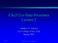 CSc212AB Data Structures Lecture 2 PowerPoint PPT Presentation