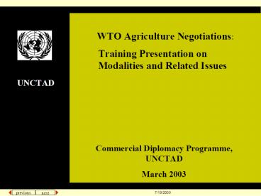 Training Presentation on Modalities and Related Issues