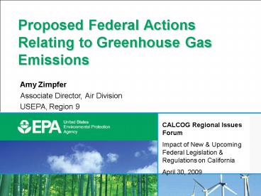 Proposed Federal Actions Relating to Greenhouse Gas Emissions
