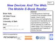 New Devices And The Web: The Mobile EBook Reader
