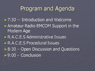 Program and Agenda
