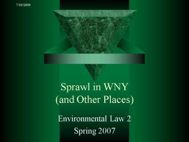 Sprawl in WNY and Other Places