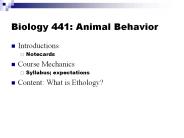 Biology 441: Animal Behavior