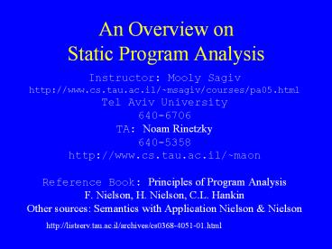 An Overview on Static Program Analysis presentation | free to download