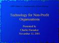 Technology for Non-Profit Organizations PowerPoint PPT Presentation