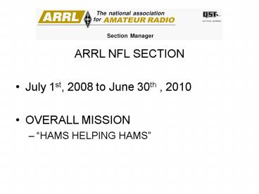 ARRL NFL SECTION