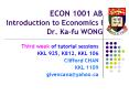 ECON 1001 AB Introduction to Economics I Dr. Ka-fu WONG PowerPoint PPT Presentation