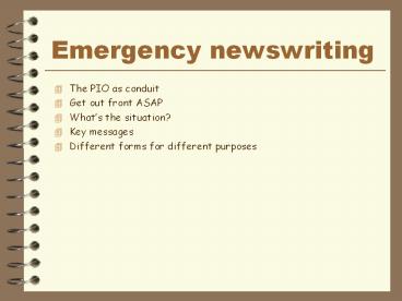 Emergency newswriting