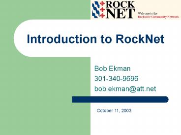 Introduction to RockNet
