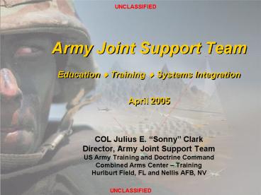 Army Joint Support Team Education Training Systems Integration