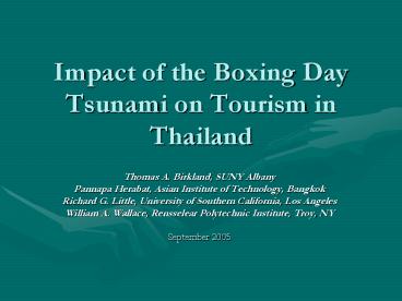 Impact of the Boxing Day Tsunami on Tourism in Thailand