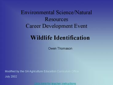 Environmental ScienceNatural Resources Career Development Event