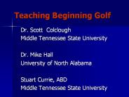 Teaching Beginning Golf