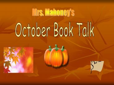 October Book Talk