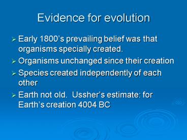 Evidence for evolution