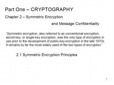 Part One CRYPTOGRAPHY
