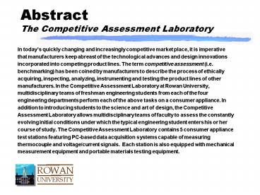 Abstract The Competitive Assessment Laboratory