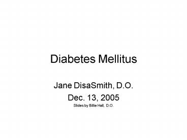 Diabetes Mellitus