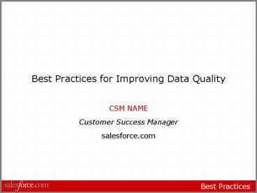 Best Practices for Improving Data Quality