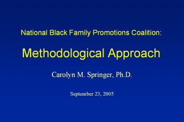 National Black Family Promotions Coalition:  Methodological Approach