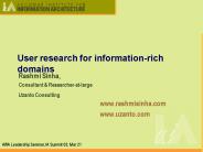 User research for informationrich domains