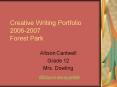 Creative Writing Portfolio 20062007 Forest Park PowerPoint PPT Presentation