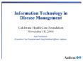 Information Technology in Disease Management PowerPoint PPT Presentation