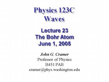 Physics 123C Waves