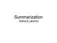 Summarization Nisha PowerPoint PPT Presentation
