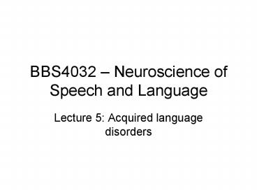 BBS4032 Neuroscience of Speech and Language